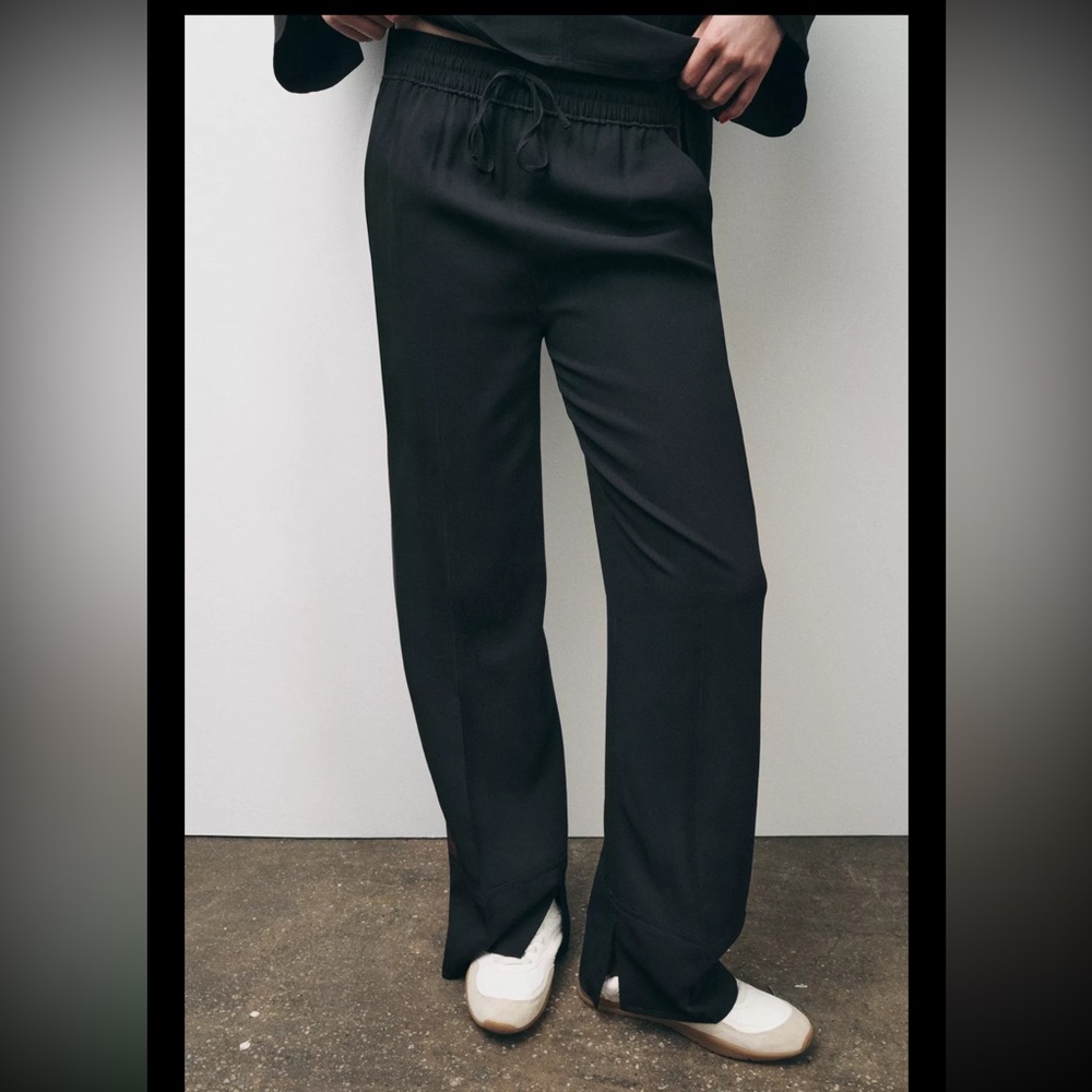 Zara ZW Collection Side stripe pants black NWT